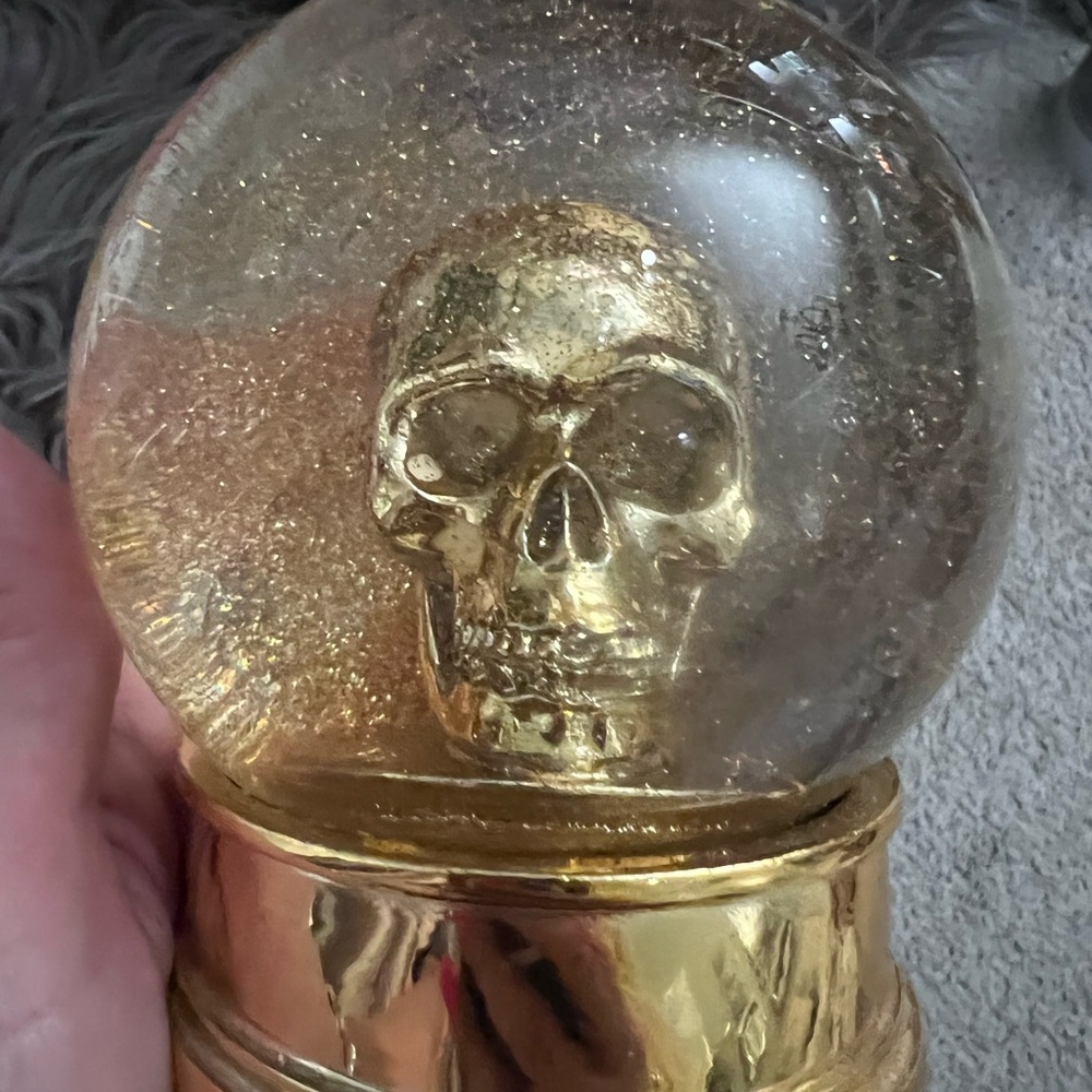 Z Gallerie Gold Skull Glitter Globe